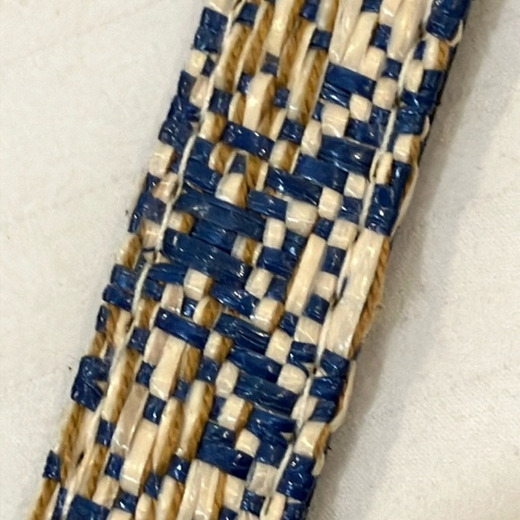Blue and Cream Woven thin Belt with Metal Buckle about 43” long - Picture 9 of 9
